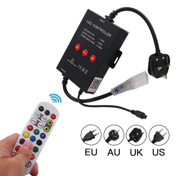 110V 220V 1500W Music WIFI LED RGB Controller для печатной платы 10mm RGB Neon Strip Light Controller С Дистанционным Управлением EU/AU//US/UK Plug Adapter