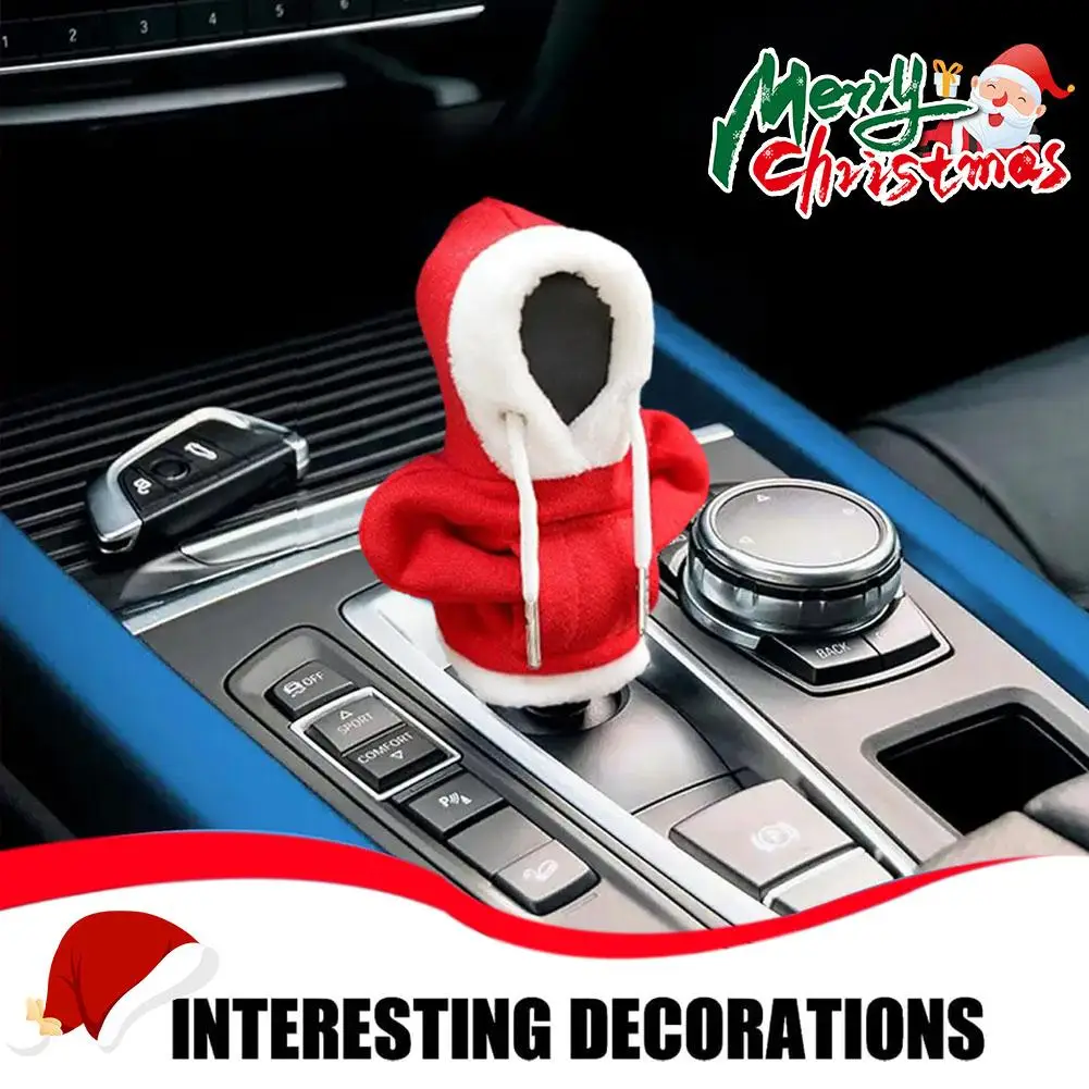 Рождественская втулка переключения передач, крышка рычага переключения передач, Праздничная милая прочная толстовка с капюшоном, Высококлассная атмосфера автомобиля, 1 шт. Интерьер, мягкий комфорт W2M5