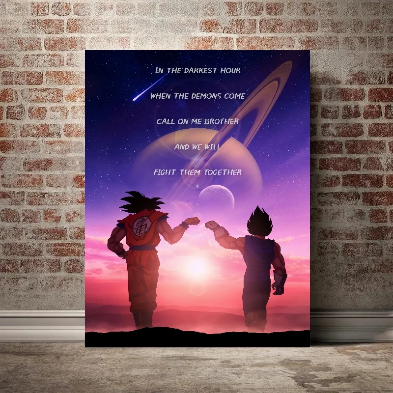Аниме, окружающая картина на холсте Dragon Ball, винтажные плакаты с Гоку, настенные рисунки, декор для гостиной, подарки для дома