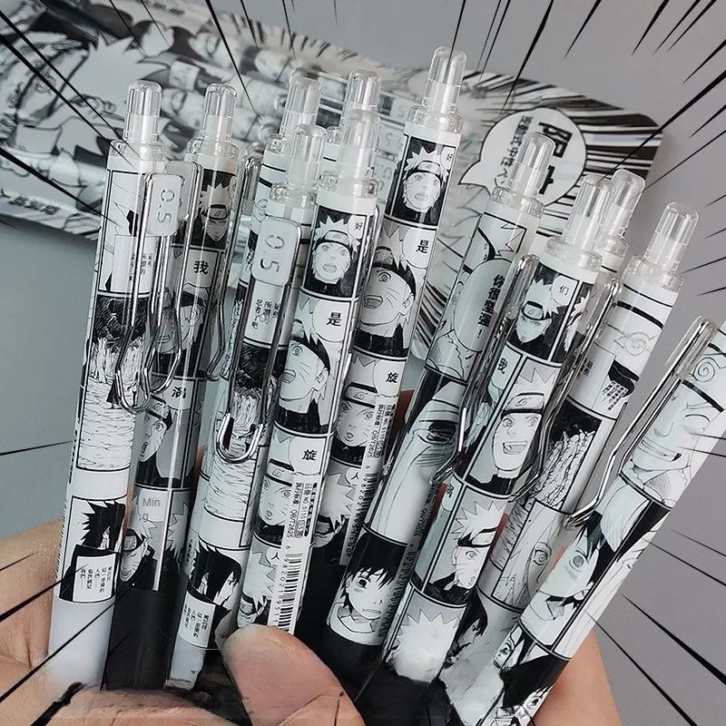 6шт Гелевая ручка Naruto Шариковая ручка Аниме ограниченной серии Манга для студентов Офисные Канцелярские принадлежности 0,5 мм Черная ручка Подарки для детей