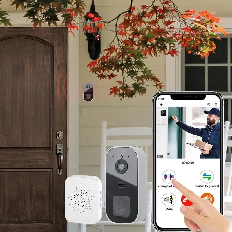 Интеллектуальное Беспроводное Приложение для управления Изображениями Высокой Четкости Home Intercom HD Doorbell Устанавливает Домашний Звонок Chime Mini Doorbell
