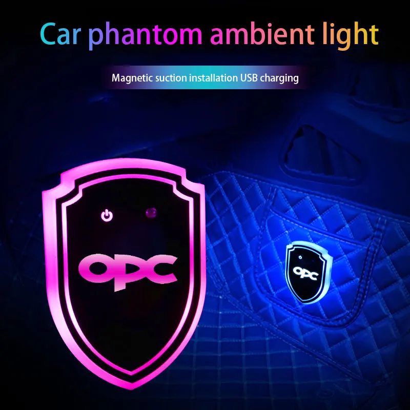 Наклейки с эмблемой автомобильного щита с красочной атмосферной подсветкой для Opel Antara Astra Insignia Corsa Mokka Vectra