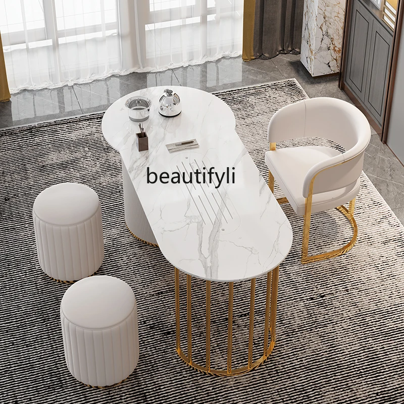 Легкий Роскошный домашний чайный столик из каменной плиты, комбинация стульев, Офисный Домашний чайный столик Кунг-фу, встроенная мебель для чайного столика