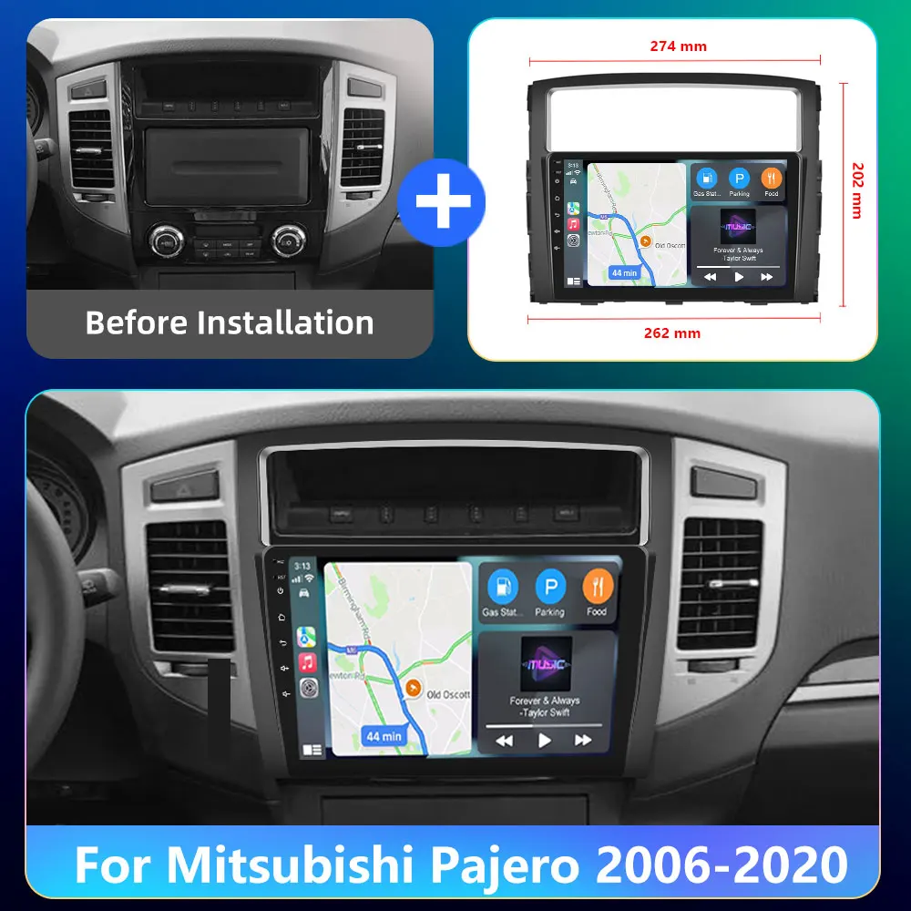 Podofo 2Din Android Автомобильный Радиоприемник Multimidia Видеоплеер Для Mitsubishi Pajero 2006-2020 GPS Навигация 2din Carplay Auto Stereo