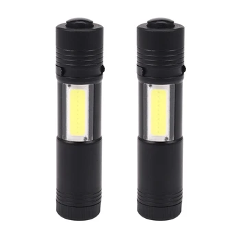 2X Новый мини Портативный светодиодный фонарик Q5 XPE & COB Work Light Lanterna Мощная лампа-фонарик-ручка 4 режима Использования 14500 или AA