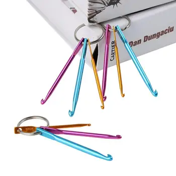 3 размера/набор спиц для вязания крючком Разноцветный Мини Алюминиевый Брелок для ключей Крючки для вязания DIY Инструменты для рукоделия Вязание, Ткачество Иглы для волос
