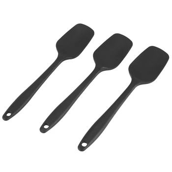 3 Шт Силиконовая лопатка, черная, термостойкая, не содержащая бисфенола А, Резиновая Лопатка, Кухонная лопатка для приготовления пищи и выпечки