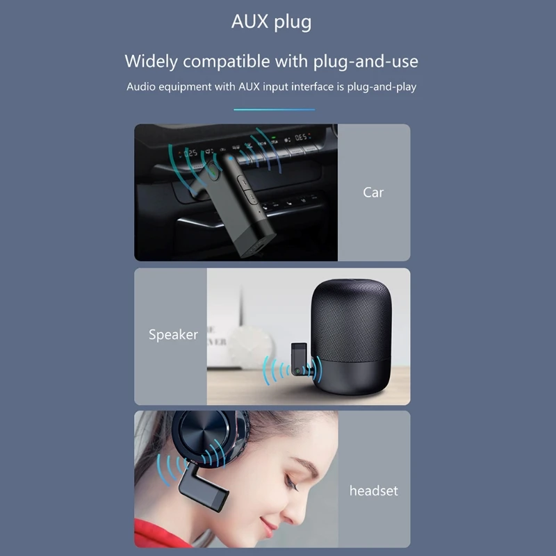 DXAB Универсальный AUX Bluetooth-совместимый адаптер, приемник, отвечающий на вызовы, Стабильный Co