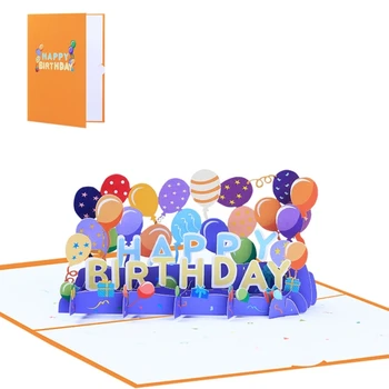 3D Поздравительная открытка Воздушный шар складной День рождения Свадьба Новый год R7UB