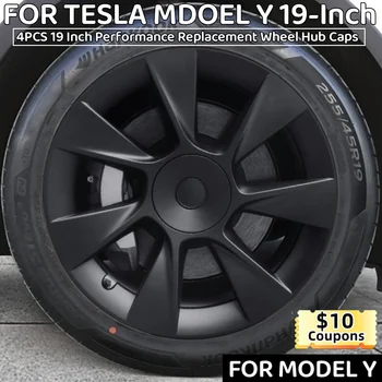 4ШТ 19-Дюймовые Колесные Колпачки Для Tesla Model Y Колесная Крышка Performance Замена Крышки Ступицы Колеса Полная Крышка Обода Аксессуары 2018-2023