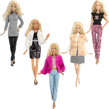5 шт./компл. Модный праздничный наряд для кукол, современное пальто, топ, мини-платье, юбка, повседневная одежда, аксессуары для куклы Барби