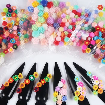 50шт разноцветных подвесок из смолы со стразами для ногтей 3D Розовые самоцветы для профессиональных принадлежностей для нейл-арта Аксессуары для декора