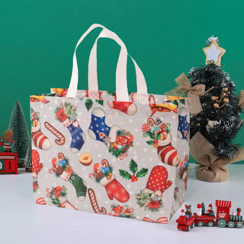 Вместительные подарочные пакеты Вместительный Рождественский подарочный пакет с дизайном Санта-Клауса в виде снеговика, Двойная ручка из нетканого материала, Конфеты для веселья