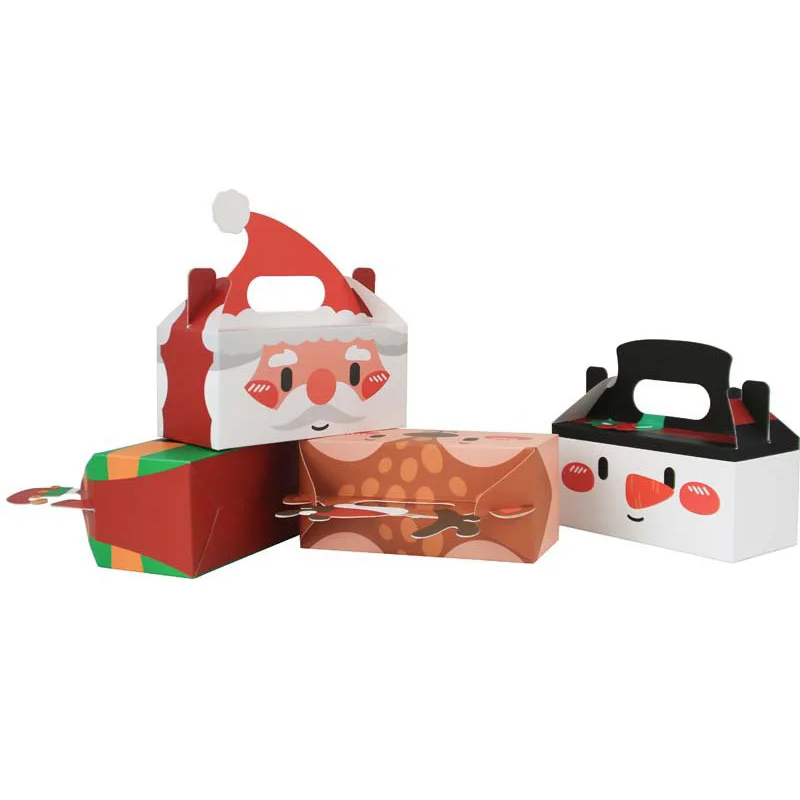 4шт Счастливого Рождества Коробка Конфет Милый Санта Клаус Лось Печенье Подарки Торт Упаковочная Коробка Для Рождества Новогодняя Вечеринка Декор Xmas Navidad