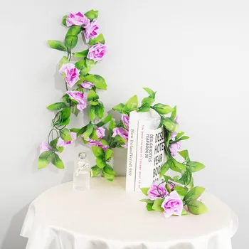 9 цветочных головок / партии шелковых роз из плюща, зеленые листья, используемые для семейного свадебного украшения, искусственные листья, самодельный подвесной венок ar
