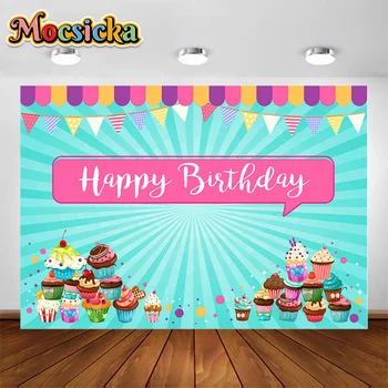Mocsicka Kids Cake Smash Фон для украшения вечеринки с Днем рождения, магазин десертов, фотозона, фоны, реквизит для фотосессии