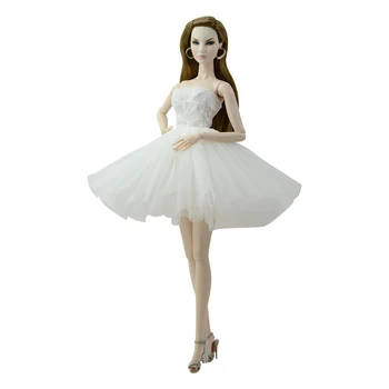 NK Белое платье для кукол-принцесс, наряды, кружевное танцевальное платье, модная балетная юбка для Барби, аксессуары, игрушки