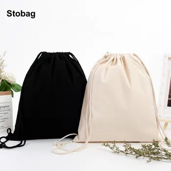 StoBag 2шт Красочные холщовые сумки на шнурке из хлопчатобумажной ткани через плечо, Большая упаковка для хранения, Переносные карманные сумки-органайзеры