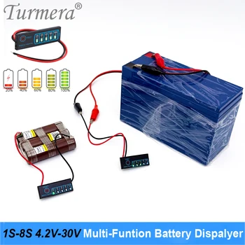 Turmera 2S-8S 5V-30V Умный Многофункциональный Индикатор Емкости аккумулятора для использования в Свинцово-Кислотной Литиевой Батарее Lifepo4 12 В 24 В