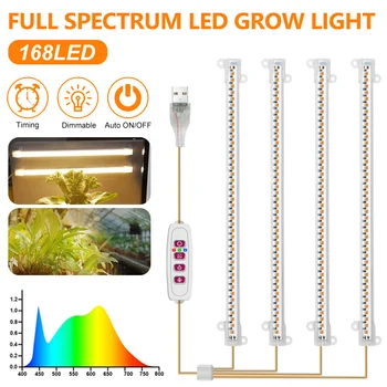 USB Лампа Для Выращивания Растений В Помещении Со Светодиодной Подсветкой Полного Спектра С Таймером и 5 Режимами Регулируемой Дополнительной Лампы Для Суккулентных Цветов
