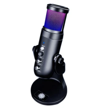 USB-микрофон с RGB-подсветкой, конденсаторный микрофон Type C, микрофон для телефона, для ПК, ноутбука, для игр. Streamingtik Tok Youtube
