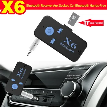 X6 Bluetooth Приемник 3,5 мм Aux Разъем 5,0 Адаптер Приемника Автомобильные Аудио Колонки Поддержка TF Карты Микрофонный Вызов Mp3 Плеер Для Автомобиля Новый