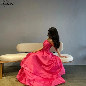 Xijun, ярко-Розовые платья для выпускного вечера трапециевидной формы, Элегантное вечернее платье без бретелек с плиссированными оборками, Вечернее платье для официальных мероприятий, Vestidos De Fiesta