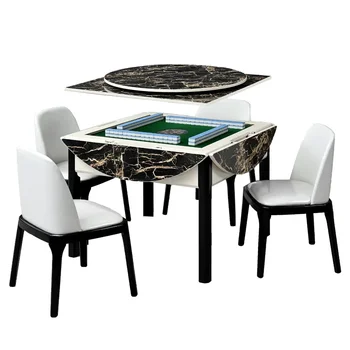 zhChinese Mahjong Machine Автоматический Складной обеденный стол из массива дерева с мотором, Льняной Встроенный стол для маджонга
