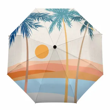 Абстрактное Солнце Кокосовая Пальма Богемный Летний Автоматический Зонт от Дождя Складной Зонт-Зонт Восьмиструнные Уличные Зонты