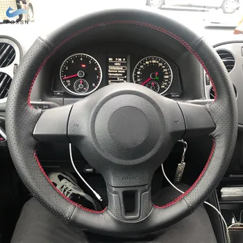 Автомобильные Аксессуары Черно-красная Отделка Рулевого Колеса Из Перфорированной Микрокожи Для VW Golf 6 Jetta MK6 Bora Polo Sagitar Santana