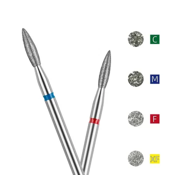 Алмазные сверла для кутикулы в форме пламени для профессионального маникюра для подготовки ногтей с 3/32 хвостовиками, аксессуары для ногтей