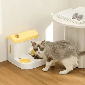Брызгозащищенная автоматическая кормушка для кошек, не промокающая рот, миска для воды для кормления кошек Большой емкости, пластик, нержавеющая сталь