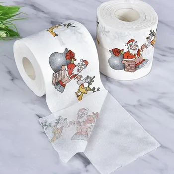 Бумага для ванной комнаты, туалетная бумага, забавный бумажный материал 10 * 10 * 10 см, принадлежности для ванной комнаты, Инструменты для ванной комнаты с рождественским рисунком