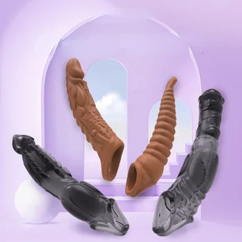 Вибрирующий рукав для пениса Секс-инструмент для мужчин, чехол для удлинителя пениса для пары, Многоразовый Специальный презерватив, эротические товары для члена для взрослых мужчин
