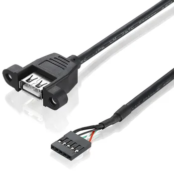 Горячий разъем AT 2019 2,54 мм с 5 контактами для подключения к удлинительному кабелю USB A 2.0 для крепления на панели с винтовыми отверстиями для ушей, 30-сантиметровая линия перегородки шнура