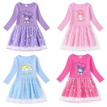 Детская одежда, платье-толстовка аниме Cinnamoroll Kawaii, юбка My Melody Sweet Princess, футболка Kuromi, юбка для отдыха, подарки для девочек