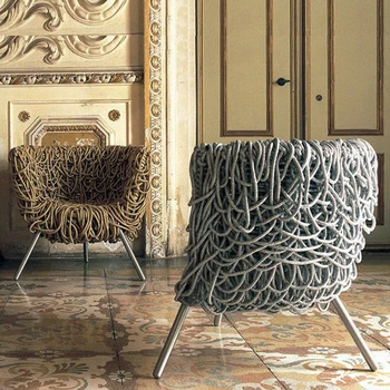 Диван Итальянская легкая Роскошная Дизайнерская модель Кресла Плетеный из веревки Стул Кресло для отдыха