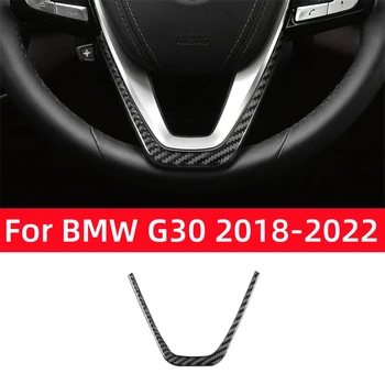 Для BMW 5 серии G30 2018-2022 Аксессуары Интерьер из углеродного волокна, панель рулевого колеса автомобиля, Декоративная рамка для подбородка, Накладка