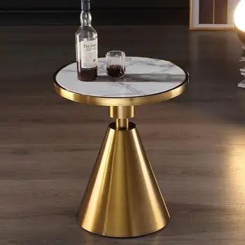 Золотой Приставной столик Круглый стол В гостиной Мраморный Журнальный столик Nordic Lounge Приставные Столики Роскошное Креативное Оформление современной мебели