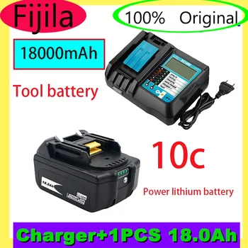 Инструментальная батарея BL1860 Аккумулятор 18V 18000mAh Литий-ионный для 18v BL1840 BL1850 BL1830 BL1860B BLXT 400mAh Зарядное устройство