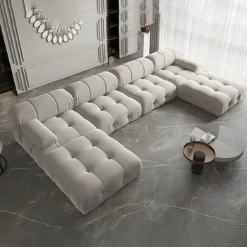 Итальянский Секционный диван Deianira для гостиной из бархатной ткани шириной в дюйм, Обратимые Модульные угловые диваны с шезлонгом-оттоманкой