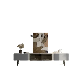 Каменная плита, высококачественный недорогой роскошный шкаф для телевизора, дизайнерский пол в гостиной небольшой квартиры, простой современный минимализм