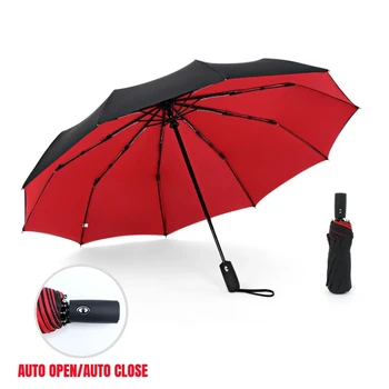 Качественный двухслойный Зонт с защитой от дождя, полностью автоматический, мужской, женский, 10-Килограммовый, Роскошный, Деловой, Мужской, Большие Зонты