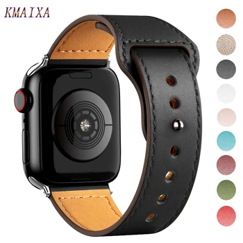 Кожаный ремешок для Apple watch band 44мм 45мм 40мм 41мм 42мм 38мм 4544 мм ремень correa браслет iWatch series 3 4 5 6 se 7 ремешок