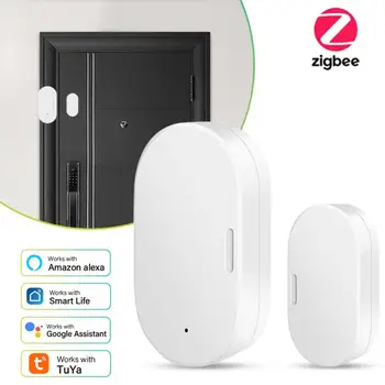 Комплект из 4 контактных датчиков Zigbee, Монитор дверей и Окон, Домашняя автоматизация, Работает с Home Assistant, Требуется концентратор Zigbee