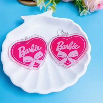 Креативные Акриловые Серьги Barbie Аксессуары Kawaii Cute Girl Sweet Love Подвеска-Серьга Подарок на День Святого Валентина для Подруги Игрушка