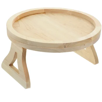 Круглый приставной столик, Подлокотник дивана, Поднос для закусок, Деревянная подставка, подлокотник для столов, Бамбуковый зажим