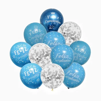 Латексные Прозрачные Воздушные шары-Конфетти для Мальчика, С Днем Рождения, Испанская вечеринка, Декоративные Воздушные шары для Детского душа, Синий, 10 шт.