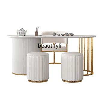 Легкий Роскошный домашний чайный столик из каменной плиты, комбинация стульев, Офисный Домашний чайный столик Кунг-фу, встроенная мебель для чайного столика