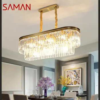 Люстра SAMAN Золотая Роскошная Овальная Подвесная Лампа Postmodern LED Осветительный Прибор для Домашней Гостиной Столовой